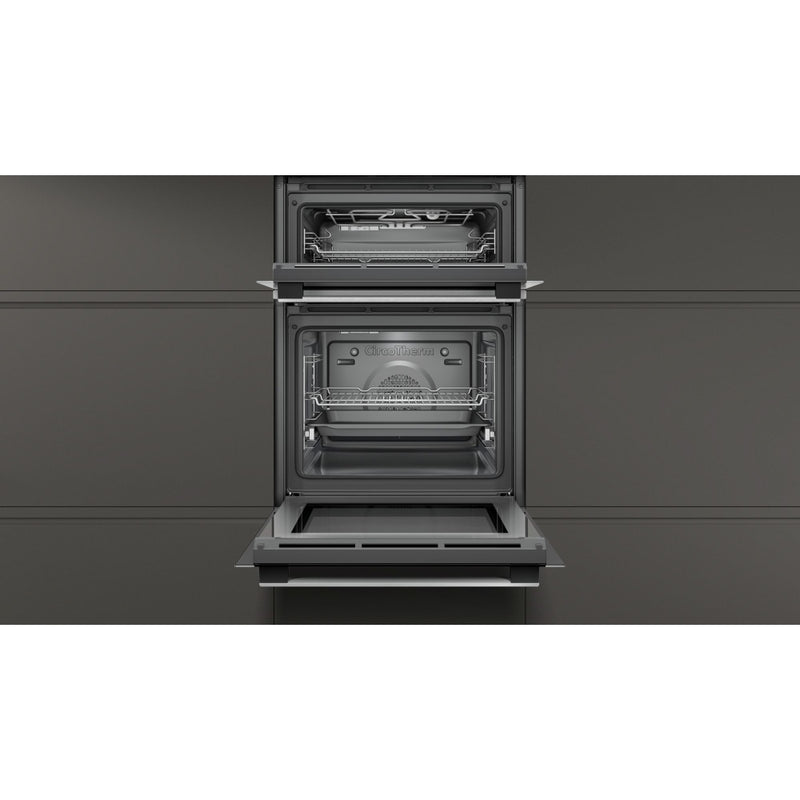 Neff U1ACE2HN0B 59.4cm Built In Electric CircoTherm Double Oven - Black/Steel