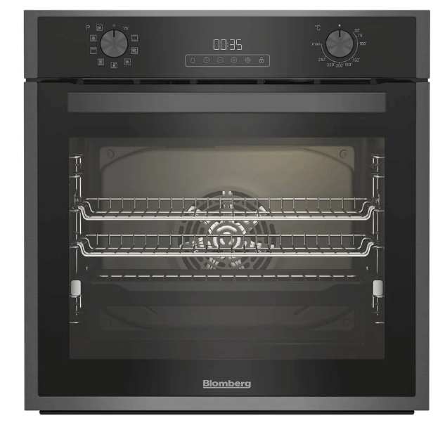 Blomberg ROEN9222DX 59.4cm Built In Single AeroChef Multi-Function Oven - Dark Steel