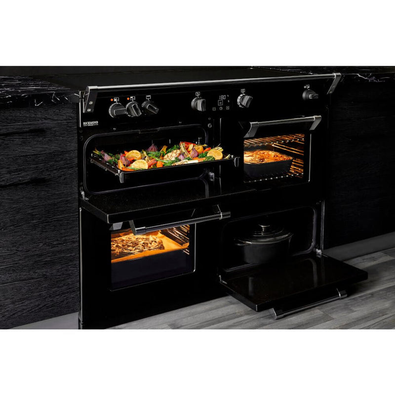 Stoves Richmond ST RICH S1000DF MK22 BK 100cm Dual Fuel Range Cooker - Black - A Rated