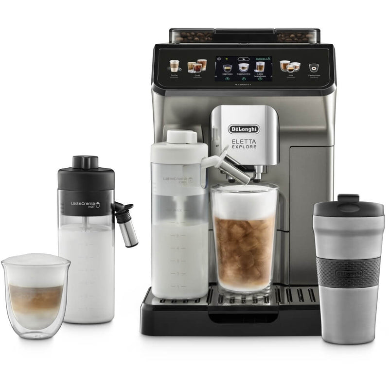 Delonghi ECAM450.86.T Eletta Explore Bean To Cup Coffee Machine With Cold Brew Technology - Titanium