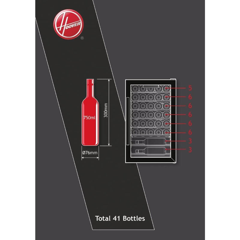 Hoover HWC150UKW/N 42 Bottle Capacity Single Zone Wine Cooler - Black