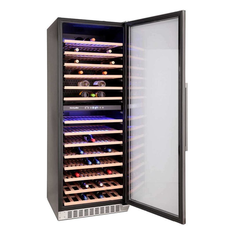 Montpellier WC181X 181 Bottle DualZone Wine Cooler Stainless Steel - 14 Shelves