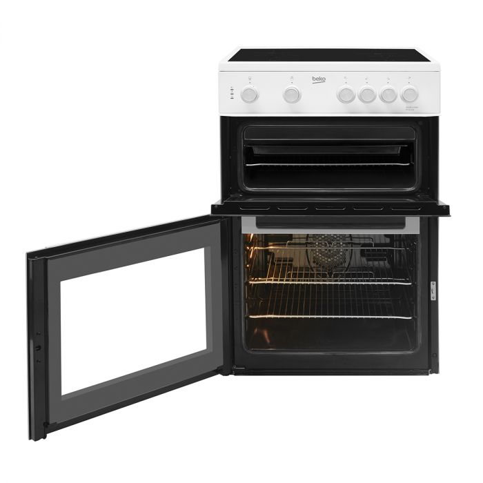 Beko ETC611W 60cm Twin Cavity Electric Cooker with Ceramic Hob - White