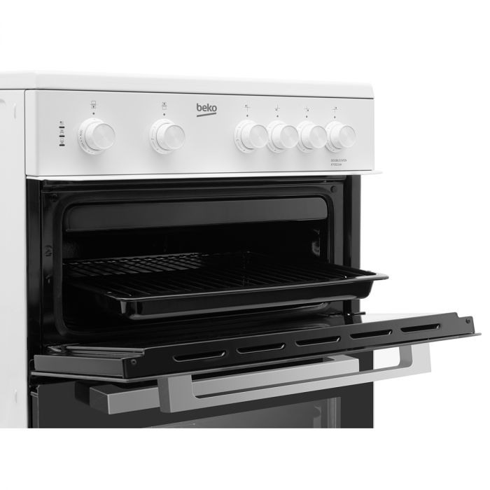 Beko ETC611W 60cm Twin Cavity Electric Cooker with Ceramic Hob - White