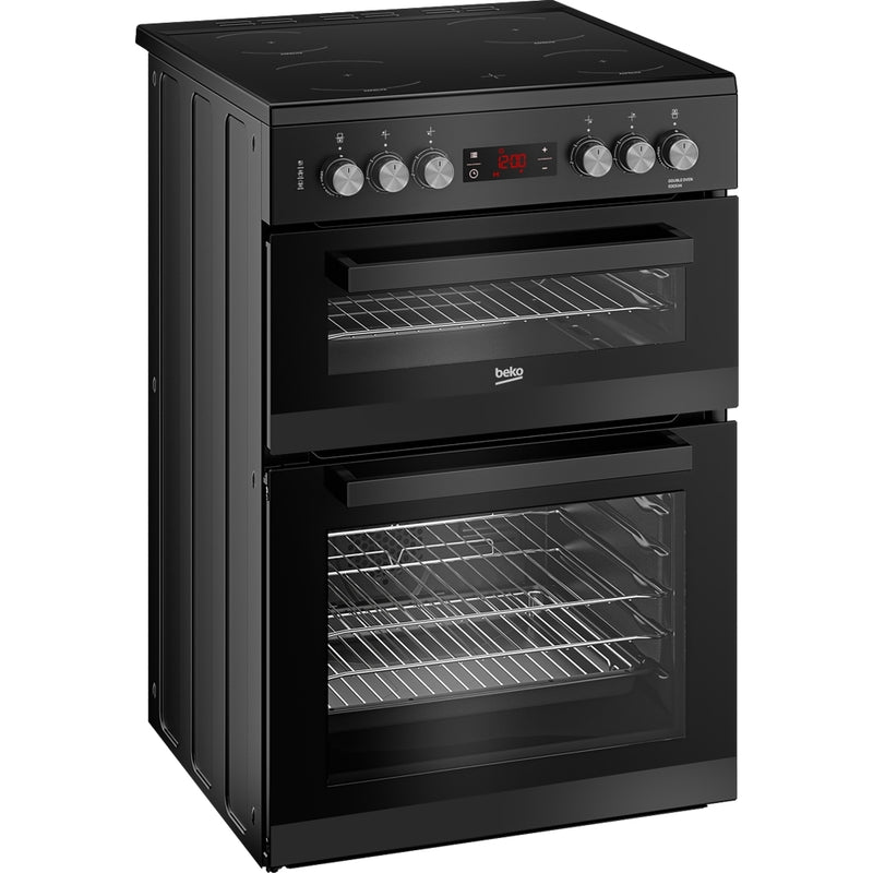 Beko EDC634K 60cm Double Oven Electric Cooker with Ceramic Hob - Black