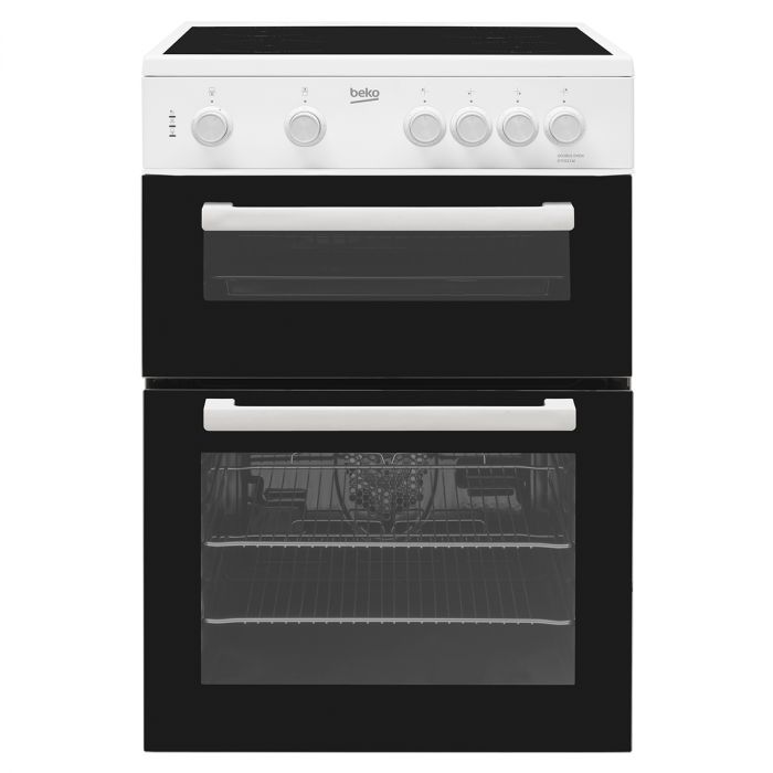 Beko ETC611W 60cm Twin Cavity Electric Cooker with Ceramic Hob - White